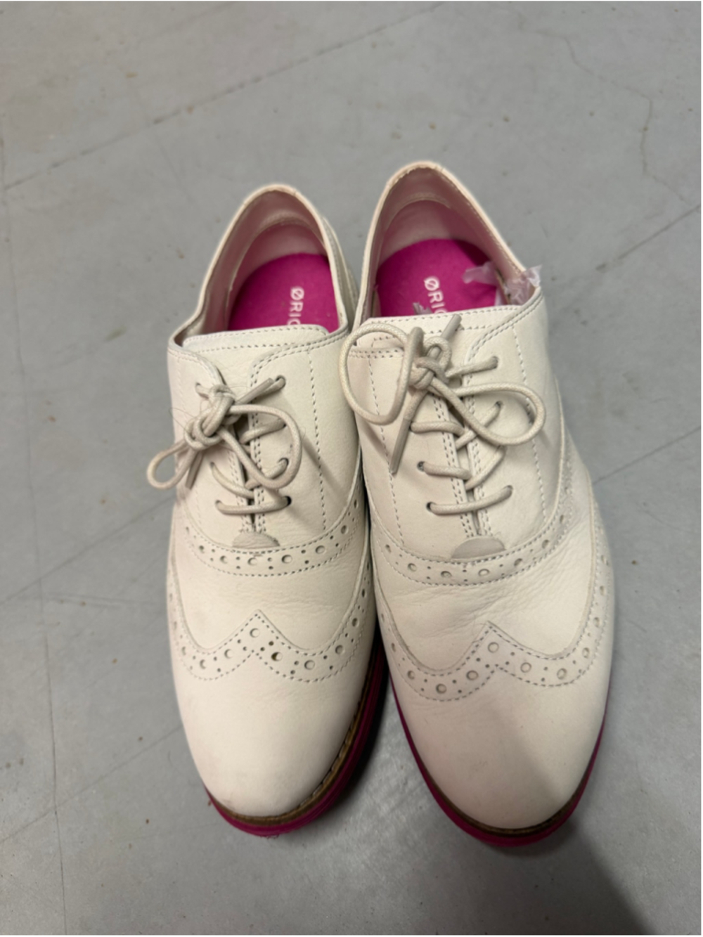 Cole Haan OriginalGrand Oxford Shoes, White & Pink, Size 7.5